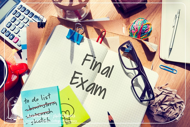 Schedule of final exams for the first semester